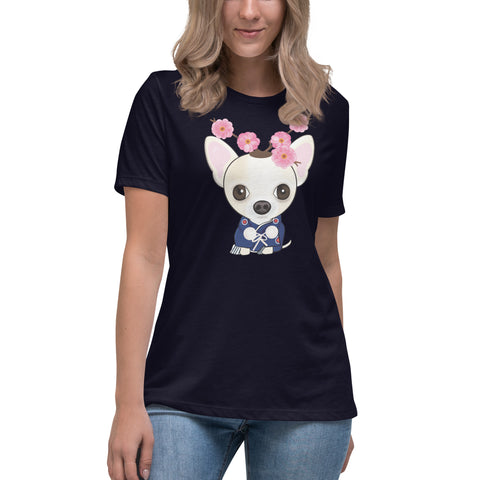 Chihuahua Plum Flower Women's Relaxed T-Shirt