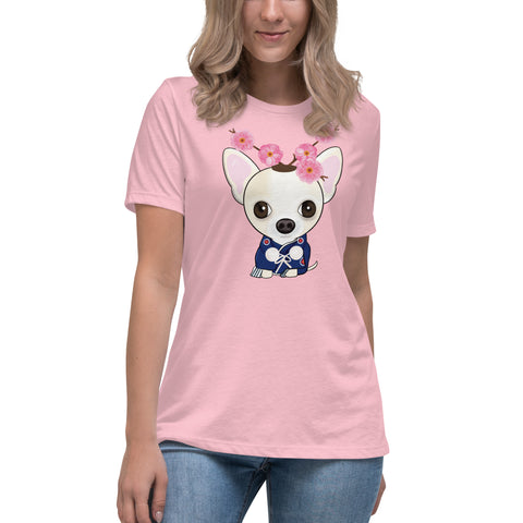 Chihuahua Plum Flower Women's Relaxed T-Shirt