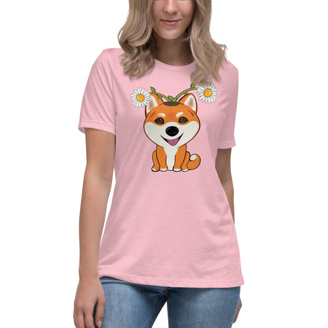 Shiba Inu Daisies Women's Relaxed T-Shirt