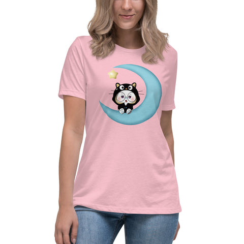 Ben-E Cat Moon Women's Relaxed T-Shirt