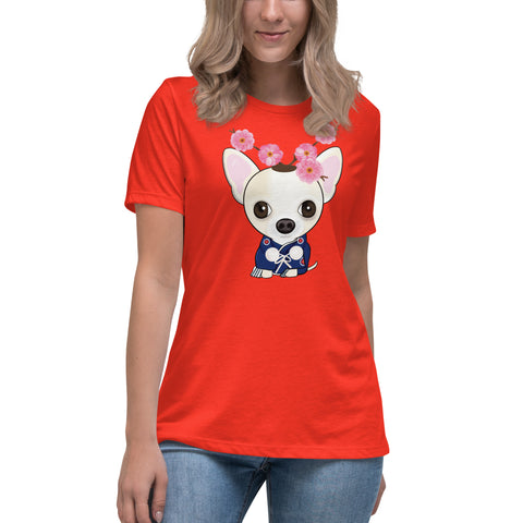 Chihuahua Plum Flower Women's Relaxed T-Shirt