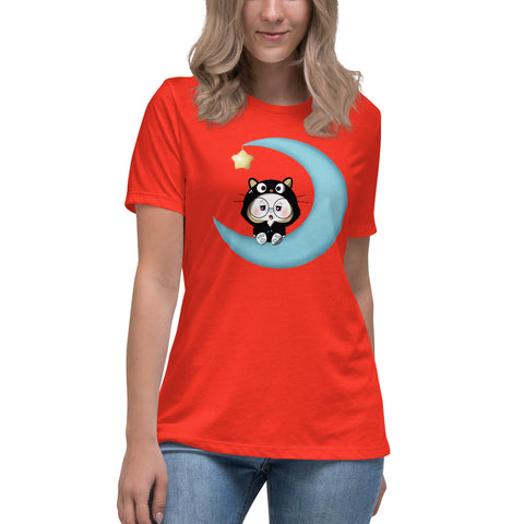 Ben-E Cat Moon Women's Relaxed T-Shirt