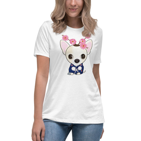 Chihuahua Plum Flower Women's Relaxed T-Shirt