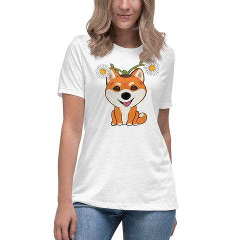 Shiba Inu Daisies Women's Relaxed T-Shirt